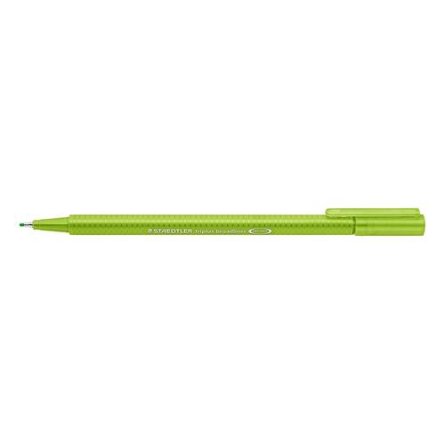 Staedtler 338?51 - Feutres Braodliner Triplus De Forme Triangulaire, Dans Un Étui Carton, Pointe Baguée En Métal D'env. 0,8 Mm, Lot De 10 Feutres, Vert-Jaune