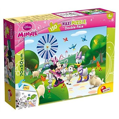 Lisciani - Disney Puzzle Minnie - Maxi Puzzle 150 Pi Ces - Double Face - Verso A Colorier - Jeu Educatif - A Partir De 4 Ans