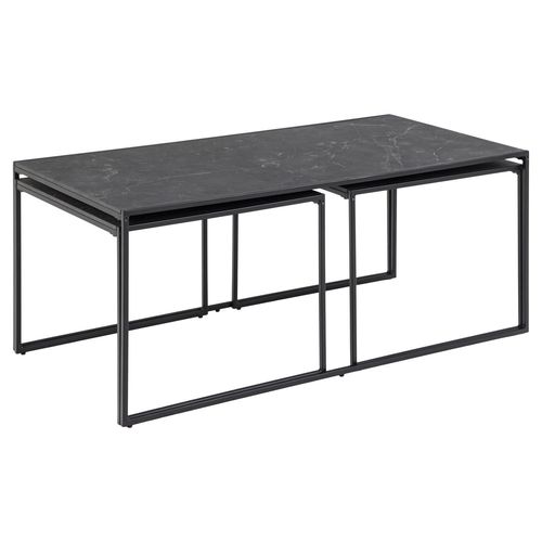 Table Basse Extensible En 3 Pièces En Mélamine Et Métal - L.120 À 232 Cm - Noir