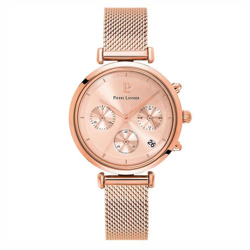 Pierre Lannier Lutecia Femme Chrono Acier Doré Rose Milanais 083j958