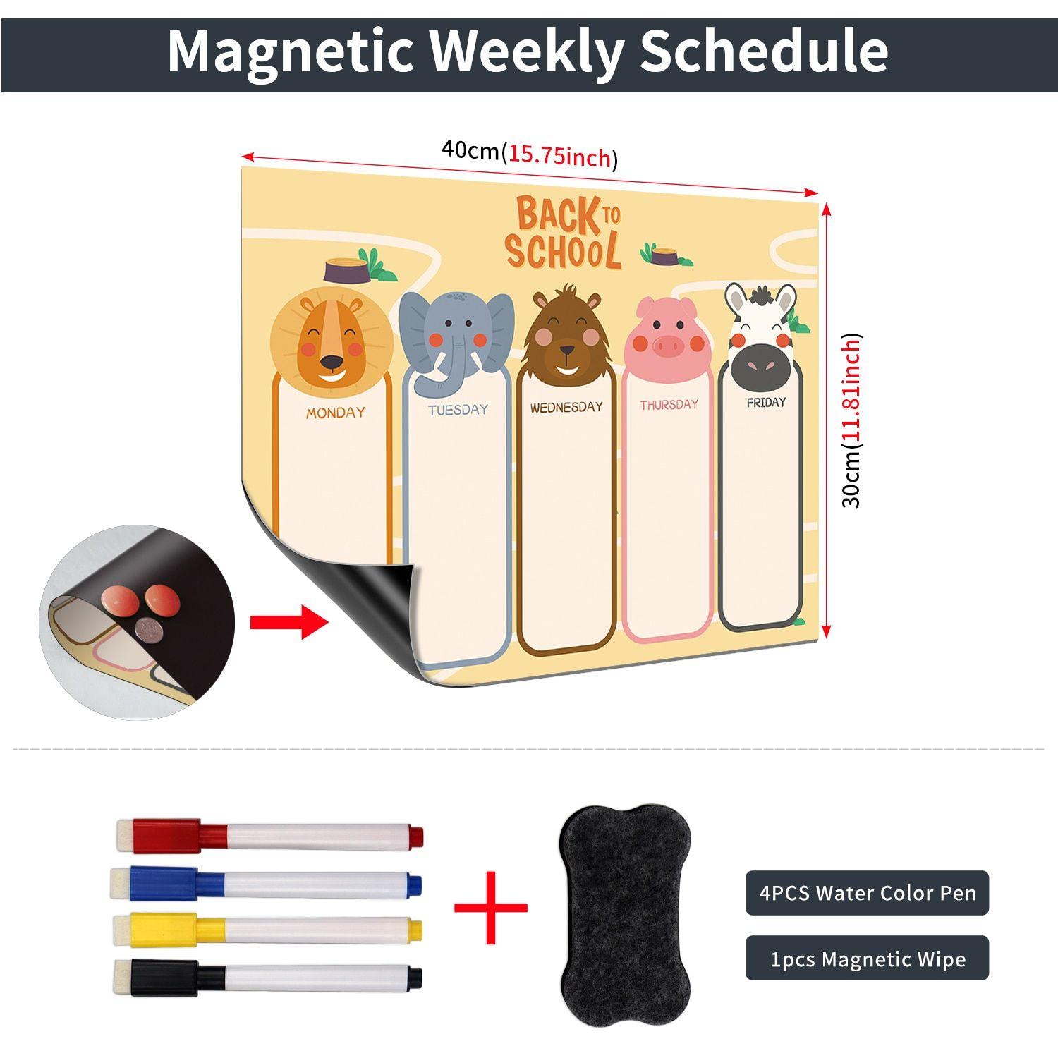 Calendrier Hebdomadaire Magnétique, Format A3, Tableau Blanc