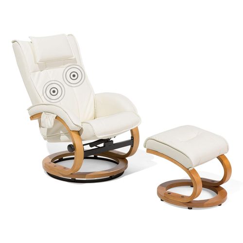 Fauteuil Massant Et Chauffant En Cuir Pu Beige Majestic