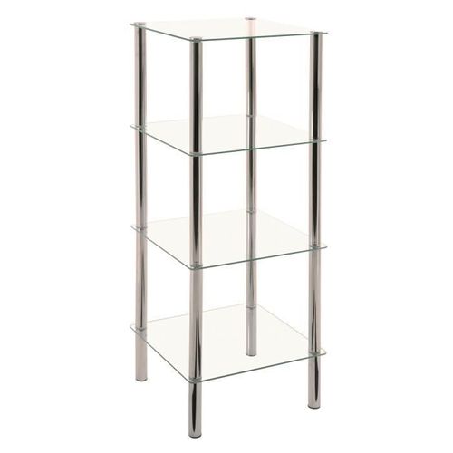 Etagère Carrée 4 Niveaux En Verre Et Métal Chromé - Yukon
