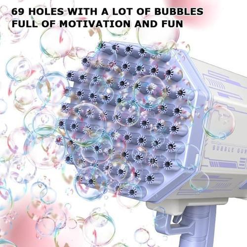 Bubble Machine Gun, Purple Bubble Gun with Lights/Bubble Solution, 69 Holes  Bubbles Machine for Adults Kids, Summer Toy Gift for Outdoor Indoor