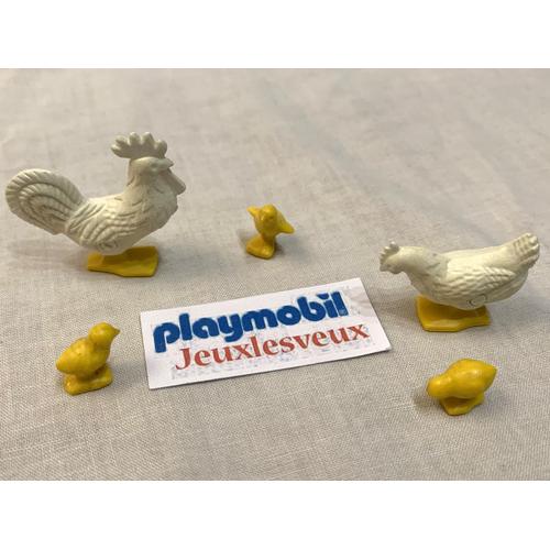 Playmobil Lot D' Animaux - La Poule ; Le Coq Et Les Poussins - Complète Set 4142 71248 6535 71249 7892 4490 3555 3072 Ferme Agriculteur Vintage