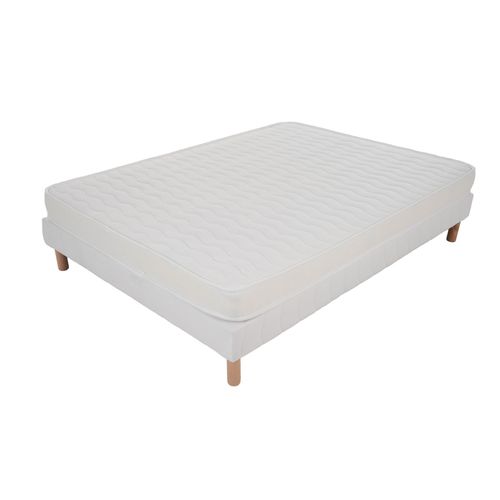 Ensemble Matelas Mousse Confort + Sommier 140x200 Hauteur 15cm
