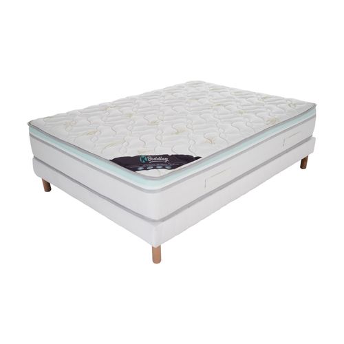 Ensemble Matelas Mousse Aloevera + Sommier 140x190 Hauteur 27cm
