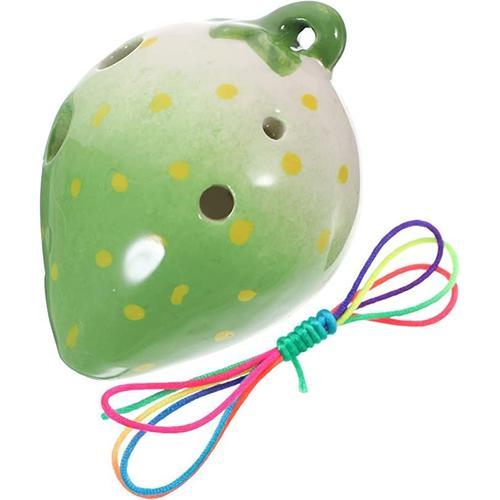 Ocarina Fraise 6 Trous Ac Tons Ocarina Ocarina De Fruits En Céramique Lanière Bel Instrument D'ocarina En Forme De Fraise Ocarina À Modeler Fraise Pour Débutants Vert