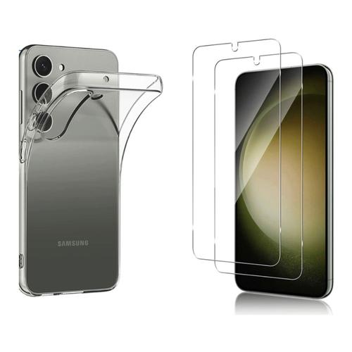 Coque Samsung Galaxy S23 Plus Coque Transparente + 2 Verres Trempés Lot De 2 Film De Protection Écran