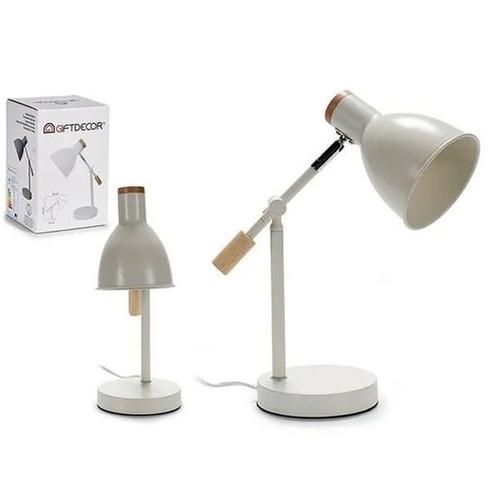 Flexo/Lampe De Bureau Gift Decor Blanc Bois Metal (15 X 36 X 32 Cm)