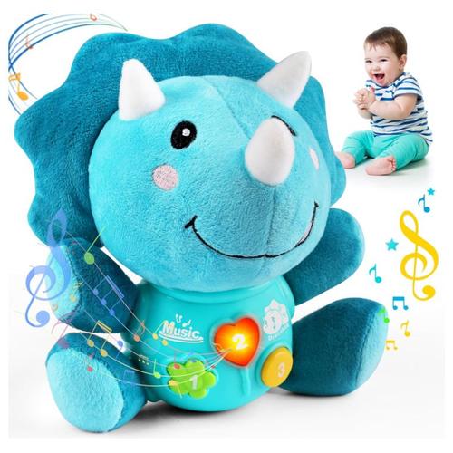 Jouets Pour Bébés Dinosaur À Lumière Musicale, Jouets Sensoriels Pour Bébés De 6 À 18 Mois, Jouets Souples Triceratops Pour Filles De 1 À 2 Ans Et Garçons De 3 Ans.