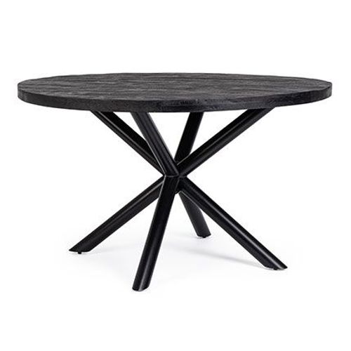 Table À Manger Ronde 130x76 Cm En Manguier Noir - Baila