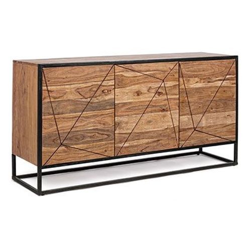Buffet 3 Portes 145x40x76 Cm En Acacia Et Métal - Darica