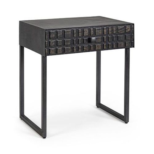 Table Basse 1 Tiroir 50x35x55 Cm En Manguier Noir - Melty