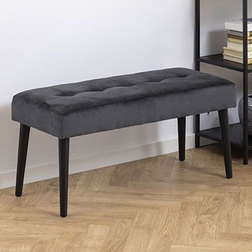 Banc 95x38x45 Cm En Tissu Gris Et Métal Noir - Antton