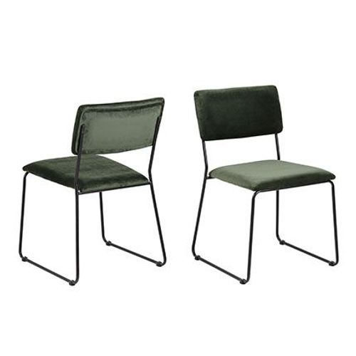 Lot De 2 Chaises Repas 50x53,5x80 Cm En Tissu Vert Foncé - Makson