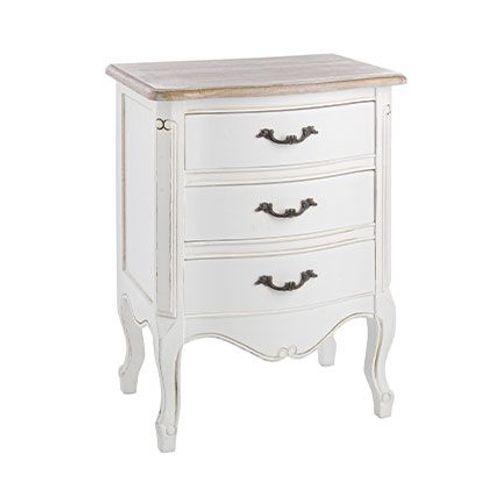 Commode 3 Tiroirs 50x35x66 Cm En Bois Blanc - Reberty