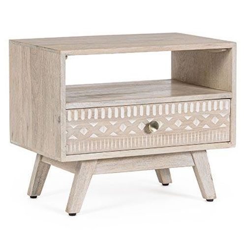 Chevet 1 Tiroir 55x35x45 Cm En Manguier Naturel - Pomy