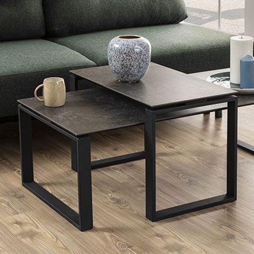 Lot De 2 Tables Basses En Céramique Et Métal Noir - Odelya