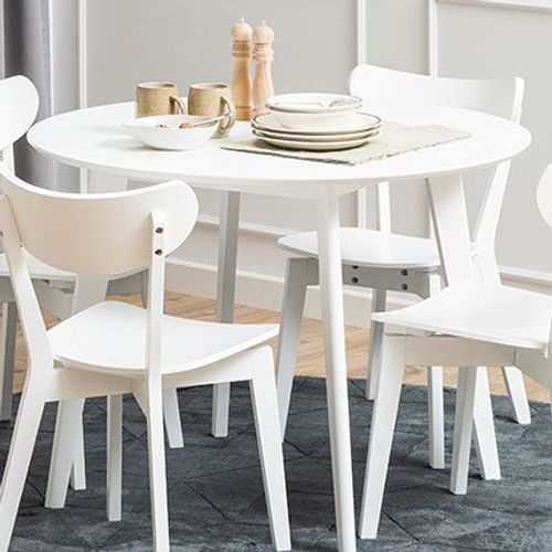 Table À Manger Ronde 105 Cm Décor Blanc - Selda