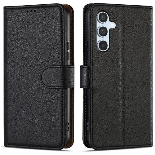 Coque Pour Samsung Galaxy A54 5g Noir Antichoc Anti-Rayures Souple Porte-Carte Portefeuille - E.F.Connection