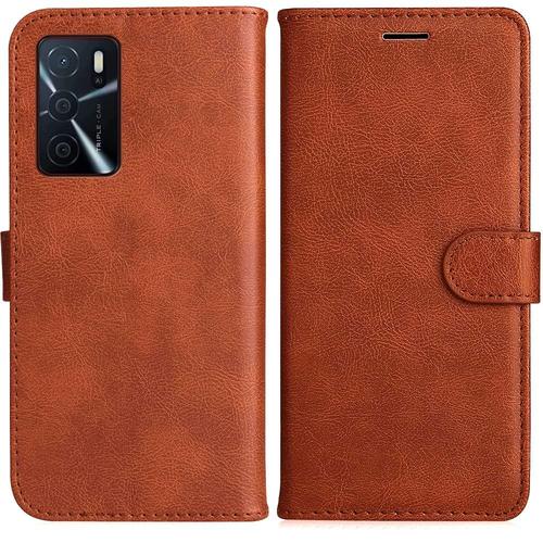 Coque Pour Oppo A54 5g Marron Anti-Choc Anti-Rayure Effet Cuir - E.F.Connection