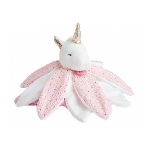 Doudou Petales Licorne 26 Cm Rose, Collection Attrape Reves - Peluche Avec Boite Cadeau - Set Bebe Naissance Fille Et Carte Animal