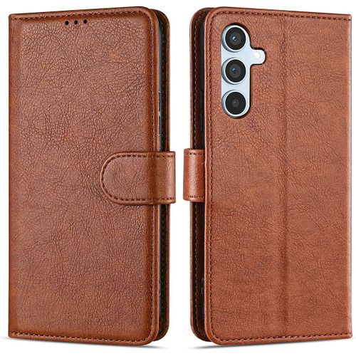 Coque Pour Samsung Galaxy A54 5g Effet Cuir Anti Rayure Antichoc - Marron - E.F.Connection