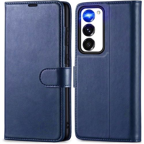 Coque Pour Samsung Galaxy S23+ /S23 Plus - Effet Cuir Protection Bleu Marine - E.F.Connection