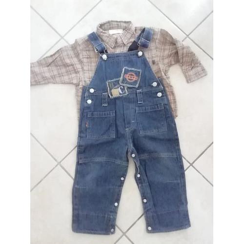 Tenue Salopette En Jean Camps Et Chemise Kiabi 18 Mois.