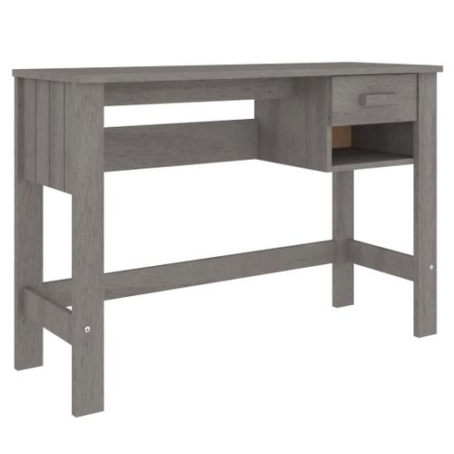 Vidaxl Bureau Hamar Gris Clair 110x40x75 Cm Bois Massif De Pin