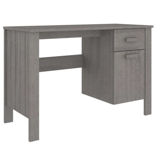 Vidaxl Bureau Hamar Gris Clair 113x50x75 Cm Bois Massif De Pin