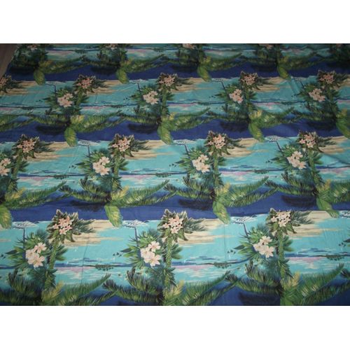 Drap Plat Multicolore Décor Île Fleurs Palmiers 170 X 280