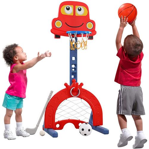 4 En 1 Panier De Basket Enfant-Panier De Basket-Ball Réglable En Hauteur,Anneau De Jeu De Golf Pour But De Football Lancer Les Enfants Pour Tout-Petits