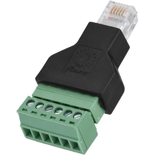 Adaptateur RJ12 6P6C à 6 Broches, Ethernet Adaptateur de borne RJ12 6P6C mâle à vis à 6 Broches, connecteur de bornier RJ12 connecteur à vis connecteur de convertisseur