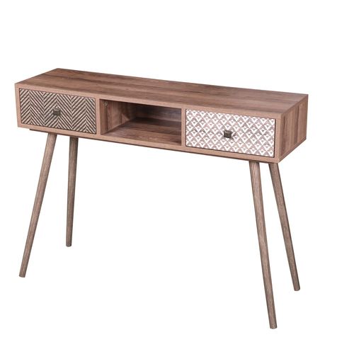 Console Baobab En Mdf 2 Tiroirs Et 1 Niche Ouverte - L.100 Cm X H.75 Cm - Marron