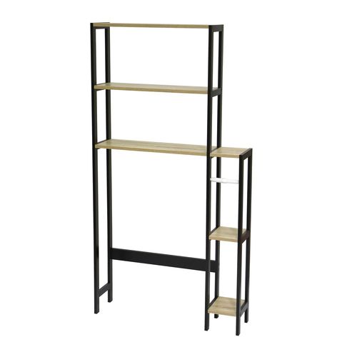 Etagère Contour De Wc Colorado 5 Niveaux En Mdf Et Métal - Beige Et Noir