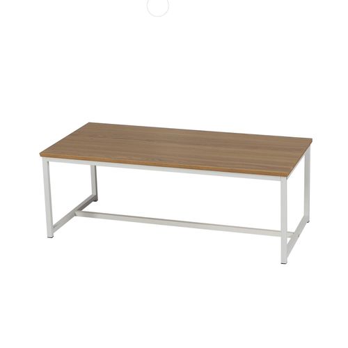Table Basse Casa Blanca En Panneaux De Particules Et Métal - L.100 Cm X H.39 Cm - Beige Et Blanc