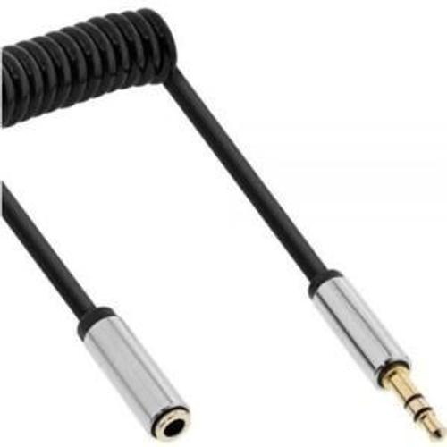 InLine Slim - Rallonge de câble audio - mini jack 4 pôles mâle pour mini jack 4 pôles femelle - 1 m - noir - bobiné