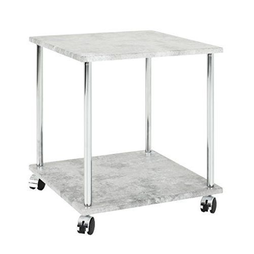 Table D'appoint Carrée 40x45 Cm En Métal Gris Effet Béton - Almaro