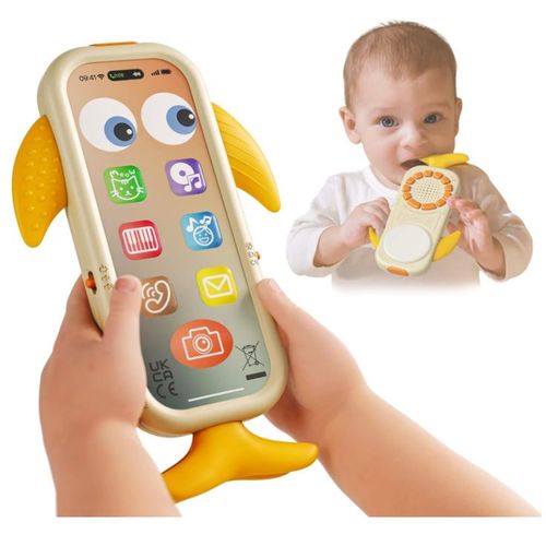 Jouet Téléphone Bébé, Rechargeable Téléphone Enfant 18 Mois Jouet Téléphone Baleine Avec Sons, Chiffres Et Lumières Bebe Téléphone Educatif Pour 1 An Et + Filles Garçons, Jaune