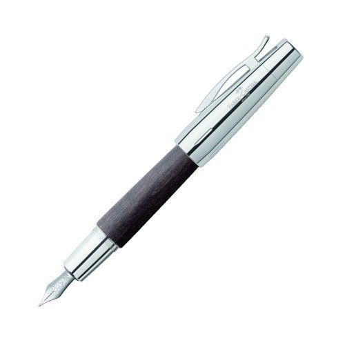 Faber-Castell 148222 Stylo Plume E-Motion En Bois Et Chrome Ef (Noir)