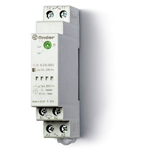 Finder 113182300000PAS Interrupteur crépusculaire 1 NO 16 A 110 A 230 Vac Faible largeur 17,5 mm