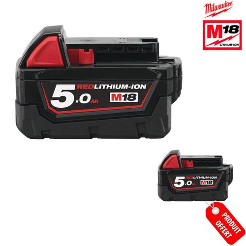 Pack de 2 Batteries MILWAUKEE M18 B5 REDLITHIUM Li-Ion 5.0Ah 4932430483 - 2