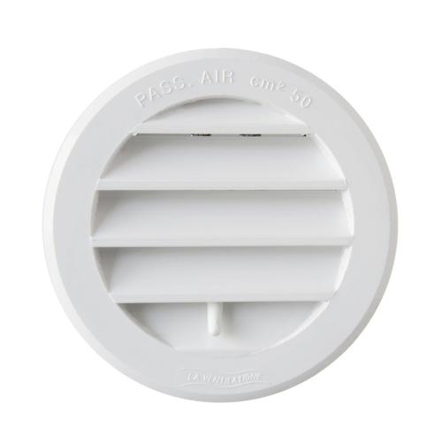 La ventilation t8drb Grille de ventilation en plastique ronde encastrable, blanc, diamètre 96 mm