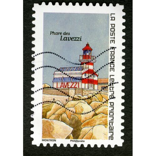 Timbre Oblitéré Phare Des Lavezzi, La Poste, France, Lettre Prioritaire, Montron