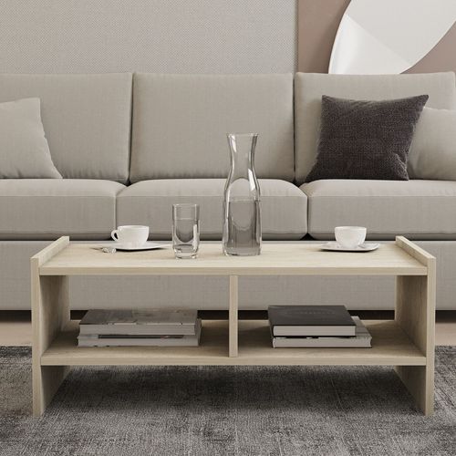 Albin - Table Basse En Bois Effet Pierre - 2 Niches