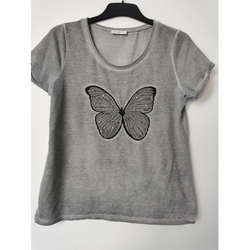 Tee-Shirt Femme Gris Papillon