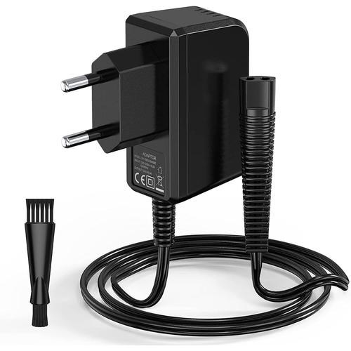 Chargeur de rasoir 12 V compatible avec Braun Series 9, câble de charge Bloc d'alimentation avec petite brosse et poches pour 3040s 3000s 340s 310s 9242s 9290cc 5090cc BT5090 etc (noir)