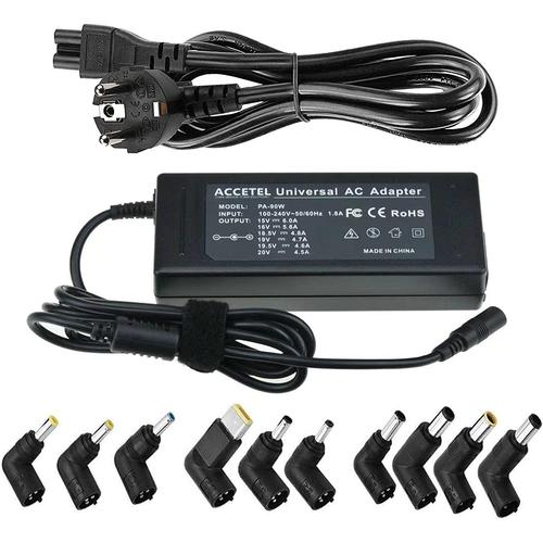 90 W Chargeur universel pour ordinateur portable HP Acer ASUS Sony Toshiba Dell Lenovo Samsung Gateway Notebook Câble d'alimentation 16 V 18,5 V 19 V 19,5 V 20 V 24 V avec 10 pointes